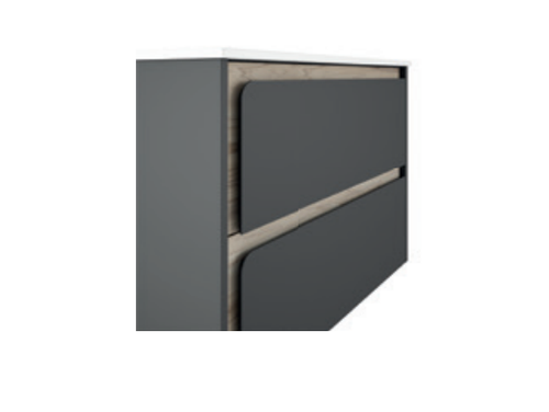 Lucena Cordoba Two Drawer Wall Mount Vanity, Right Side Bowl 40" W x 22" H x 18" D - Grey/Ceniza Color with Aliso Interior - 71797