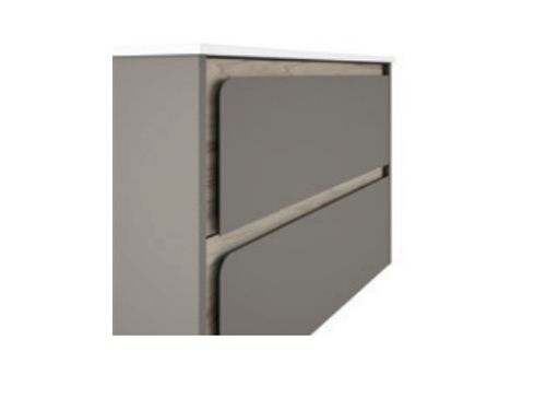 Lucena Cordoba Two Drawer Wall Mount Vanity, Right Side Bowl 40" W x 22" H x 18" D - Quarzo Color with Aliso Interior - 71804