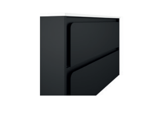 Lucena Cordoba Two Drawer Wall Mount Vanity, Left Side Bowl 40" W x 22" H x 18" D - Lacquered Black Color - 71812