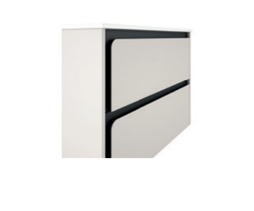 Lucena Cordoba Two Drawer Wall Mount Vanity, Left Side Bowl 40" W x 22" H x 18" D - Cotton Color with Black Interior - 71820