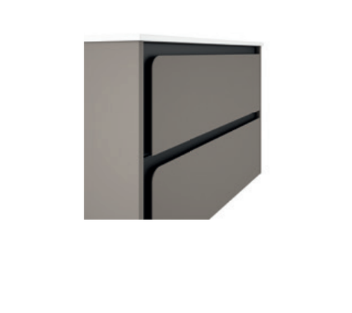 Lucena Cordoba Two Drawer Wall Mount Vanity, Left Side Bowl 40" W x 22" H x 18" D - Quarzo Color with Black Interior - 71824