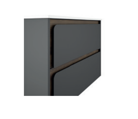 Lucena Cordoba Two Drawer Wall Mount Vanity, Left Side Bowl 40" W x 22" H x 18" D - Grey/Ceniza Color with Valenti Interior - 71828