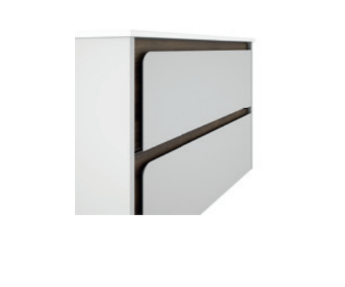Lucena Cordoba Two Drawer Wall Mount Vanity, Left Side Bowl 40" W x 22" H x 18" D - Griggio Color with Valenti Interior - 71834