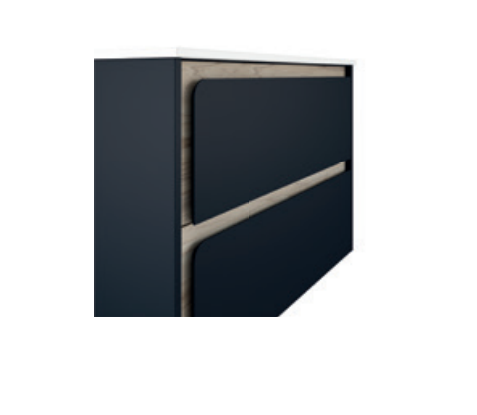 Lucena Cordoba Two Drawer Wall Mount Vanity, Left Side Bowl 40" W x 22" H x 18" D - Navy Color with Aliso Interior - 71841