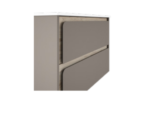 Lucena Cordoba Two Drawer Wall Mount Vanity, Left Side Bowl 40" W x 22" H x 18" D - Quarzo Color with Aliso Interior - 71845