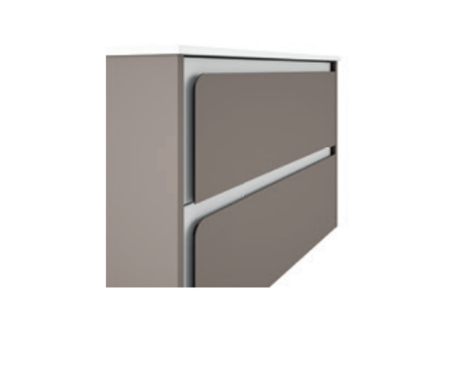 Lucena Cordoba Two Drawer Wall Mount Vanity, Right Side Bowl 40" W x 22" H x 18" D - Quarzo Color with White Interior - 73999