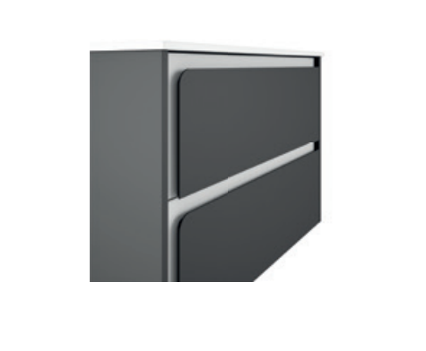 Lucena Cordoba Two Drawer Wall Mount Vanity, Left Side Bowl 40" W x 22" H x 18" D - Grey/Ceniza Color with White Interior - 74002