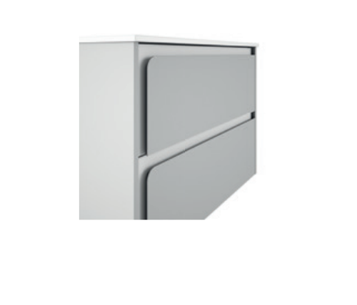 Lucena Cordoba Two Drawer Wall Mount Vanity, Left Side Bowl 40" W x 22" H x 18" D - Griggio Color with White Interior - 74008