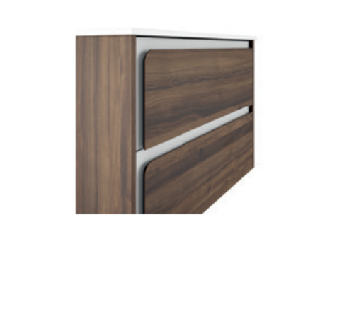 Lucena Cordoba Two Drawer Wall Mount Vanity, Left Side Bowl 40" W x 22" H x 18" D - Valenti Color with White Interior - 74011