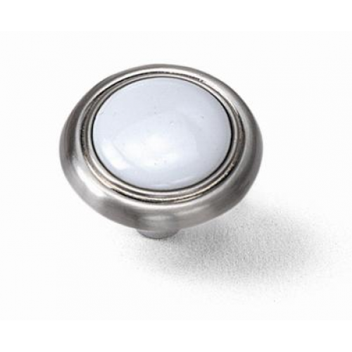 Laurey 1 1/4" First Family Knob - White-Satin Chrome - 15438