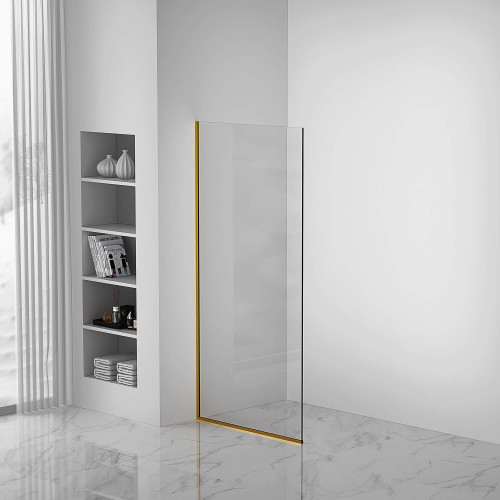 Fine Fixtures Fixed Frameless Shower Panel - 34" X 74" - Satin Brass - SDF1-34SB