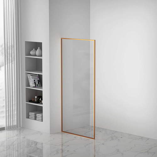 Fine Fixtures SDF2-34SB Fixed Full Frame Shower Enclosure - 34" X 74" - Satin Brass