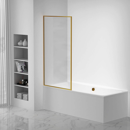 Fine Fixtures Fixed Full Frame Tub Panel - 34" X 58" - Satin Brass - TDF2-34SB