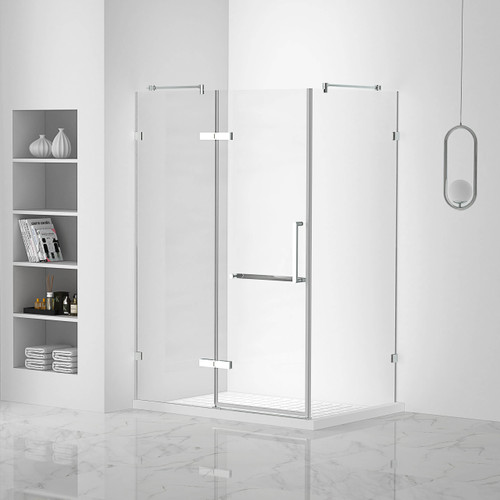 Fine Fixtures Frameless Square Shower Enclosure - 32" X 32" - Polished Chrome - SES1-32PC