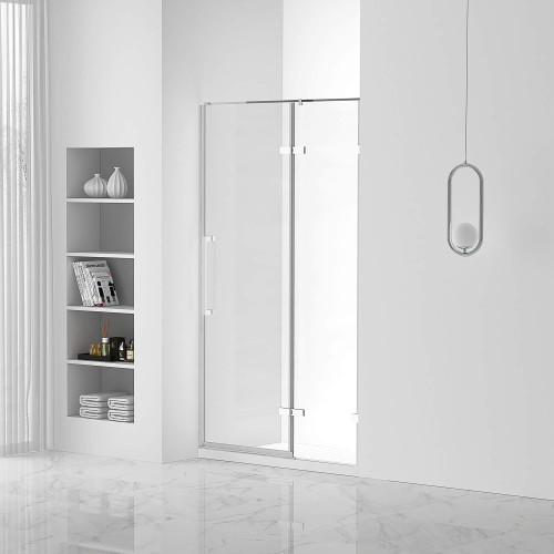 Fine Fixtures SDH1-42PC Hinged Frameless Shower Door - 42" X 74" - Polished Chrome