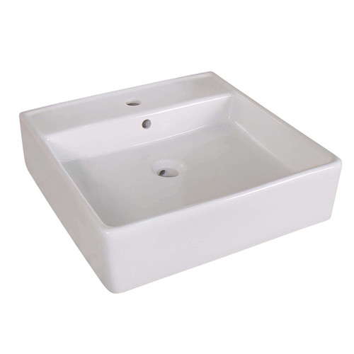 Fine Fixtures VE2020W8 Square Vessel Sink 18.25" X 18.25" X 5.5" - White Single Hole 8" cc