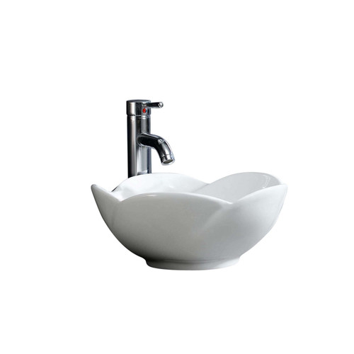 Fine Fixtures VE1616RF Vessel Sink - Round With Scallop - White