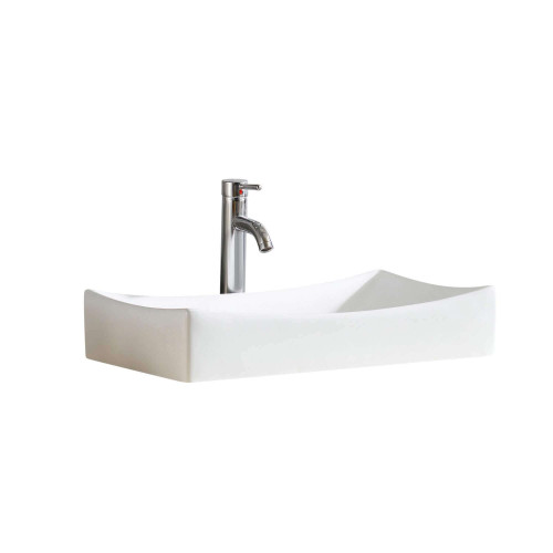 Fine Fixtures VE2618NH Vessel Sink 26" X 18" - White - No Hole - Faucet Drill