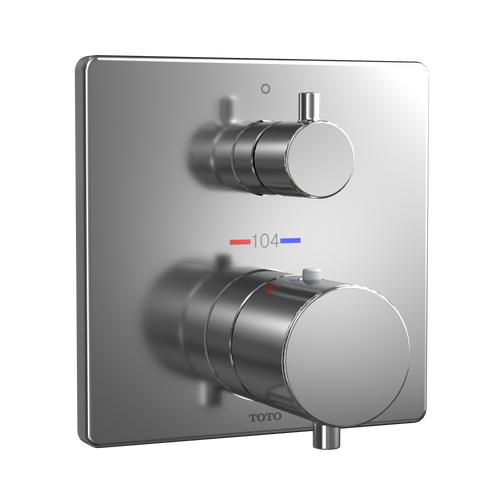 TOTO® Square Thermostatic Mixing Valve with Two-Way Diverter Shower Trim, Polished Chrome - TBV02404U#CP
