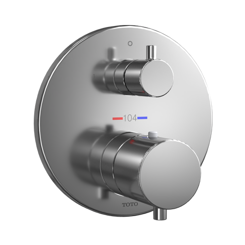 TOTO® Round Thermostatic Mixing Valve with Two-Way Diverter Shower Trim, Polished Chrome - TBV01408U#CP