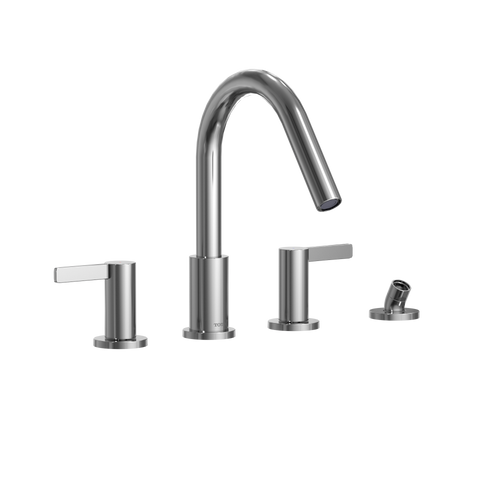 TOTO® GF Two Lever Handle Deck-Mount Roman Tub Filler Trim with Handshower, Polished Chrome  - TBG11202UA#CP