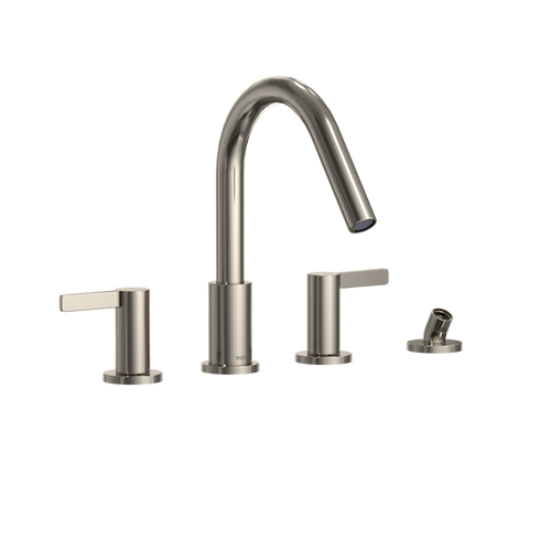 TOTO® GF Two Lever Handle Deck-Mount Roman Tub Filler Trim with Handshower, Polished Nickel - TBG11202UA#PN