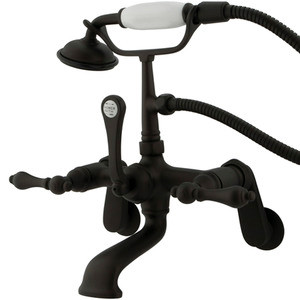 Kingston Brass Adjustable 3-3/8" - 10" Centers Wall Mount Clawfoot Tub Filler Faucet with Hand Shower - Oil Rubbed Bronze - CC51T5