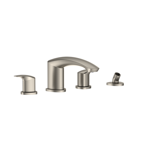 TOTO® GM Two-Handle Deck-Mount Roman Tub Filler Trim with Handshower, Brushed Nickel - TBG09202U#BN