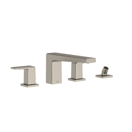 TOTO® GB Two-Handle Deck-Mount Roman Tub Filler Trim with Handshower, Brushed Nickel - TBG10202U#BN