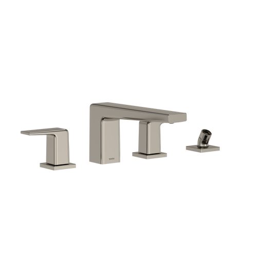 TOTO® GB Two-Handle Deck-Mount Roman Tub Filler Trim with Handshower, Polished Nickel - TBG10202U#PN