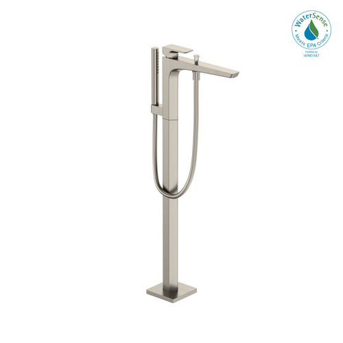 TOTO® GE Single-Handle Free Standing Tub Filler with Handshower, Brushed Nickel - TBG07306U#BN