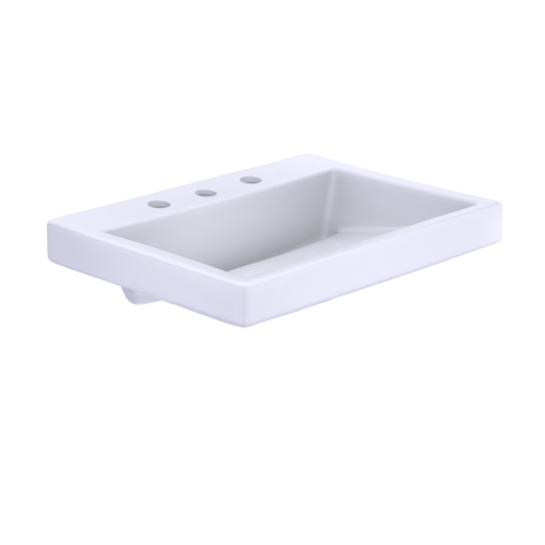 TOTO® Kiwami® Renesse® Design I Rectangular Fireclay Vessel Bathroom Sink with CEFIONTECT for 8 Inch Faucets, Cotton White - LT171.8G#01