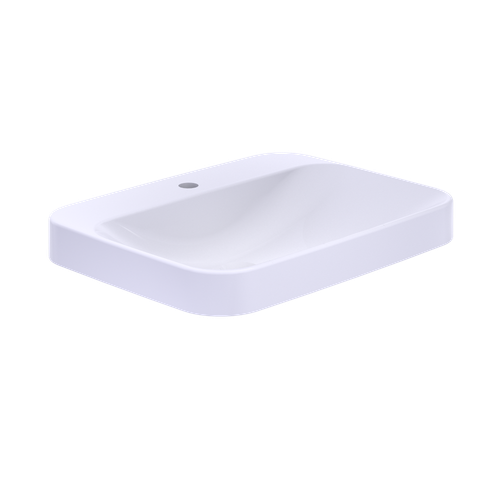 TOTO® Arvina™ Rectangular 23" Vessel Bathroom Sink with CEFIONTECT for Single Hole Faucets, Cotton White - LT416G#01