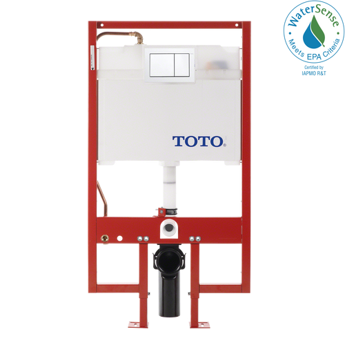 TOTO® DuoFit® In-Wall Dual Flush 0.9 and 1.6 GPF Tank System Copper Supply line and White Rectangular Push Plate - WT152800M#WH