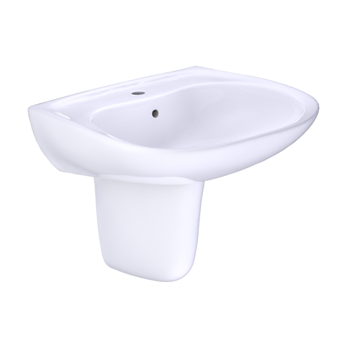 TOTO® Prominence® Oval Wall-Mount Bathroom Sink with CeFiONtect and Shroud for Single Hole Faucets, Cotton White - LHT242G#01