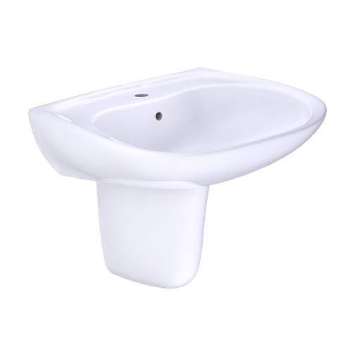 TOTO® Prominence® Oval Wall-Mount Bathroom Sink with CeFiONtect™ and Shroud for Single Hole Faucets, Cotton White - LHT242G#01