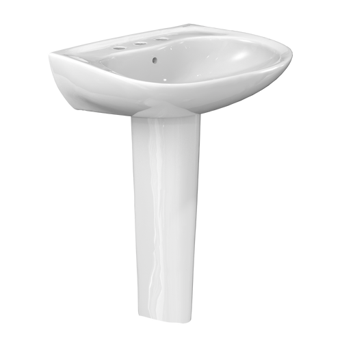 TOTO® Prominence® Oval Basin Pedestal Bathroom Sink with CEFIONTECT for 8 inch Center Faucets, Cotton White - LPT242.8G#01