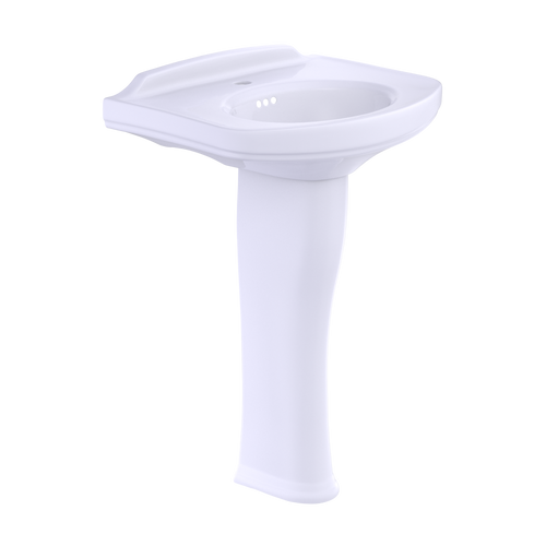 TOTO® Dartmouth® Rectangular Pedestal Bathroom Sink with Arched Front for Single Hole Faucets, Cotton White - LPT642#01