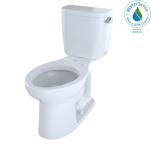 TOTO® Entrada™ Two-Piece Elongated 1.28 GPF Universal Height Toilet with Right-Hand Trip Lever, Cotton White - CST244EFR#01