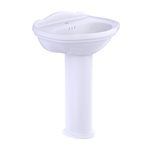 TOTO® Whitney® Oval Pedestal Bathroom Sink for Single Hole Faucets, Cotton White - LPT754#01