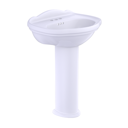 TOTO® Whitney® Oval Pedestal Bathroom Sink for 4 Inch Center Faucets, Cotton White - LPT754.4#01