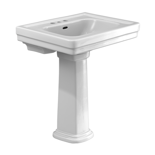 TOTO® Promenade® 27-1/2" x 22-1/4" Rectangular Pedestal Bathroom Sink for 4 inch Center Faucets, Cotton White - LPT530.4N#01