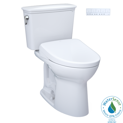 TOTO® Drake® Transitional WASHLET®+ Two-Piece Elongated 1.28 GPF Universal Height TORNADO FLUSH® Toilet with S7A Contemporary Bidet Seat, Cotton White - MW7864736CEFG.10#01