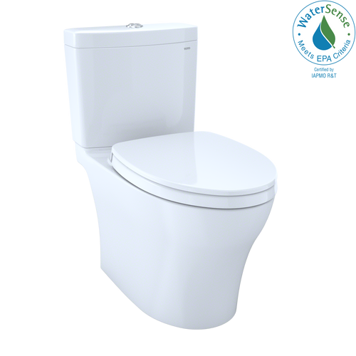 TOTO® Aquia® IV Two-Piece Elongated Dual Flush 1.28 and 0.9 GPF Universal Height Toilet with CEFIONTECT®, WASHLET®+ Ready, Cotton White - MS446124CEMFGN#01