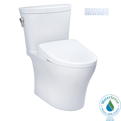 TOTO® WASHLET®+ Aquia IV® Arc Two-Piece Elongated Dual Flush 1.28 and 0.9 GPF Toilet with Auto Flush S7A Contemporary Bidet Seat, Cotton White - MW4484736CEMFGNA#01