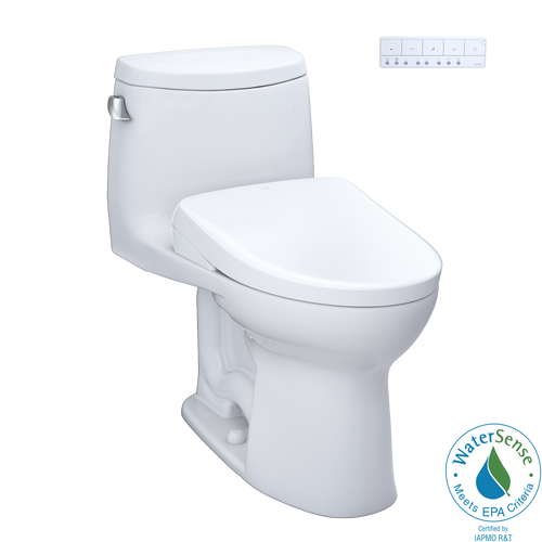 TOTO® WASHLET®+ UltraMax® II One-Piece Elongated 1.28 GPF Toilet with Auto Flush WASHLET®+ S7A Contemporary Bidet Seat, Cotton White - MW6044736CEFGA#01