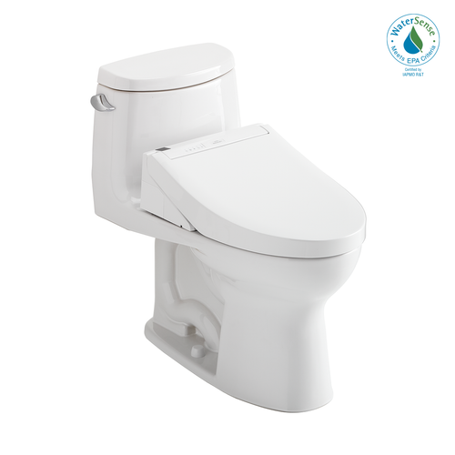 TOTO® WASHLET+® UltraMax® II One-Piece Elongated 1.28 GPF Toilet and WASHLET+® C5 Bidet Seat, Cotton White - MW6043084CEFG#01