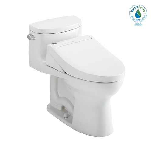 TOTO® WASHLET+® Supreme® II One-Piece Elongated 1.28 GPF Toilet and WASHLET+® C5 Bidet Seat, Cotton White - MW6343084CEFG#01