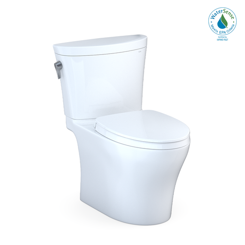 TOTO® Aquia IV® Arc Two-Piece Elongated Dual Flush 1.28 and 0.9 GPF Universal Height Toilet with CEFIONTECT®, WASHLET®+ Ready, Cotton White - MS448124CEMFGN#01