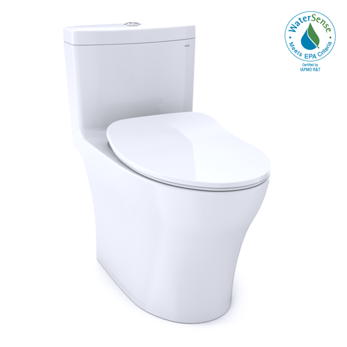 TOTO® Aquia® IV One-Piece Elongated Dual Flush 1.28 and 0.9 GPF Universal Height, WASHLET®+ Ready Toilet with CEFIONTECT®, Cotton White- - MS646234CEMFGN#01